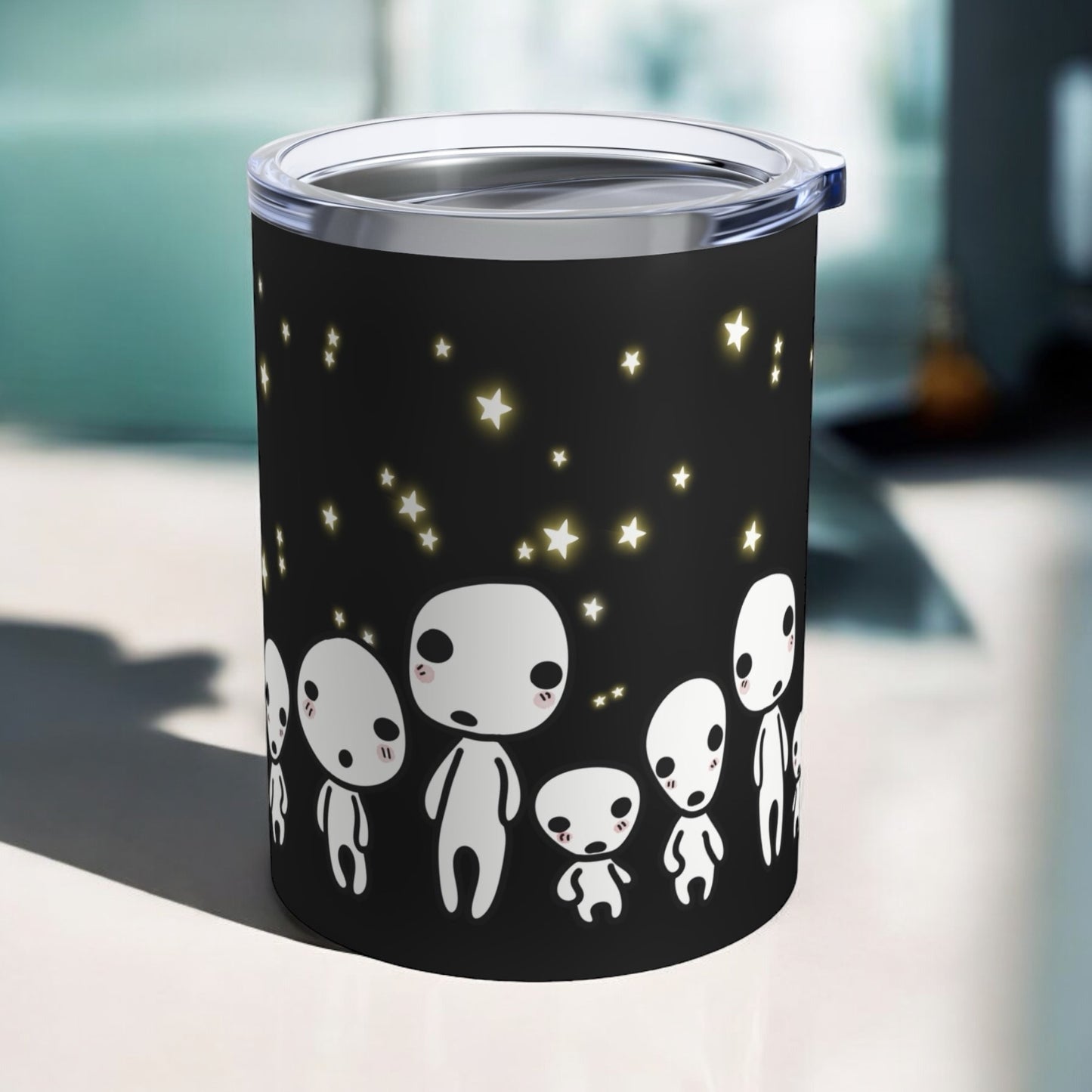 Taza de Kodamas de la Princesa Mononoke - Estudio Ghibli - Vaso de / Acero Inoxidable de 10 oz con Aislamiento al Vacío