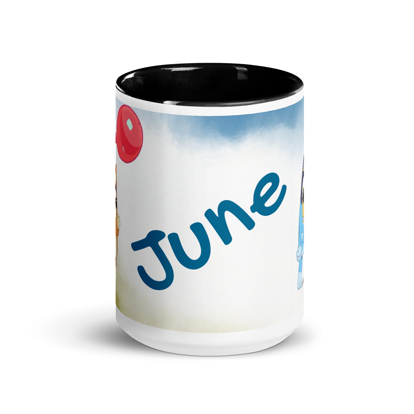 Taza Bluey y bingo personalizada con nombre y color interior