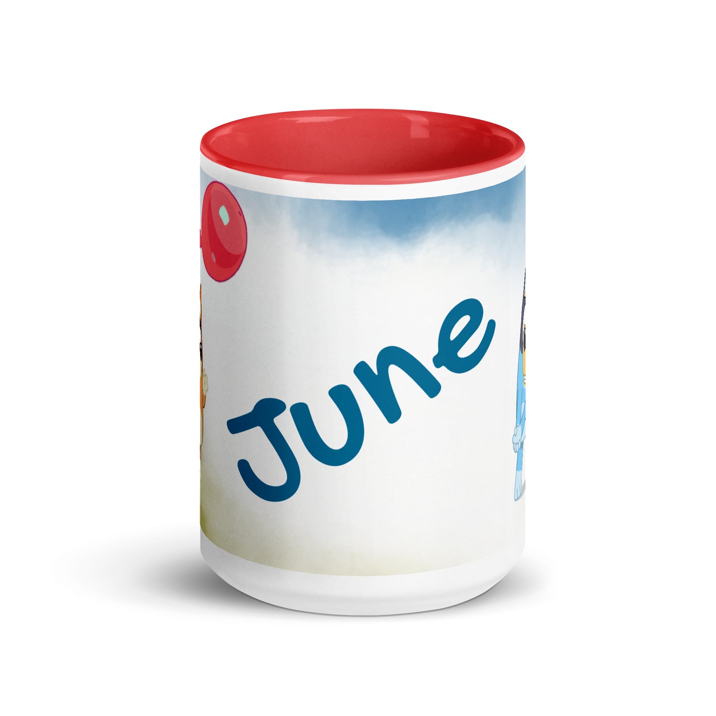 Taza Bluey y bingo personalizada con nombre y color interior